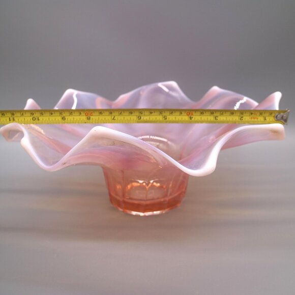 Stunning Vintage Iridescent Luster Pink Decorative Bowl 12" - Picture 8 of 8